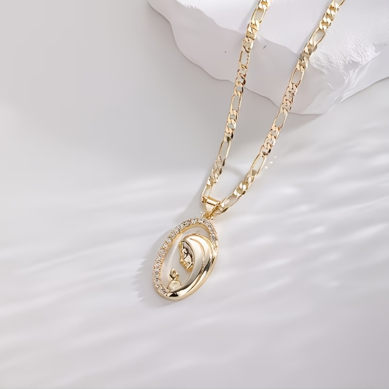 Elegant Prayer Pendant Necklace with Exquisite Zirconia Figaro Chain